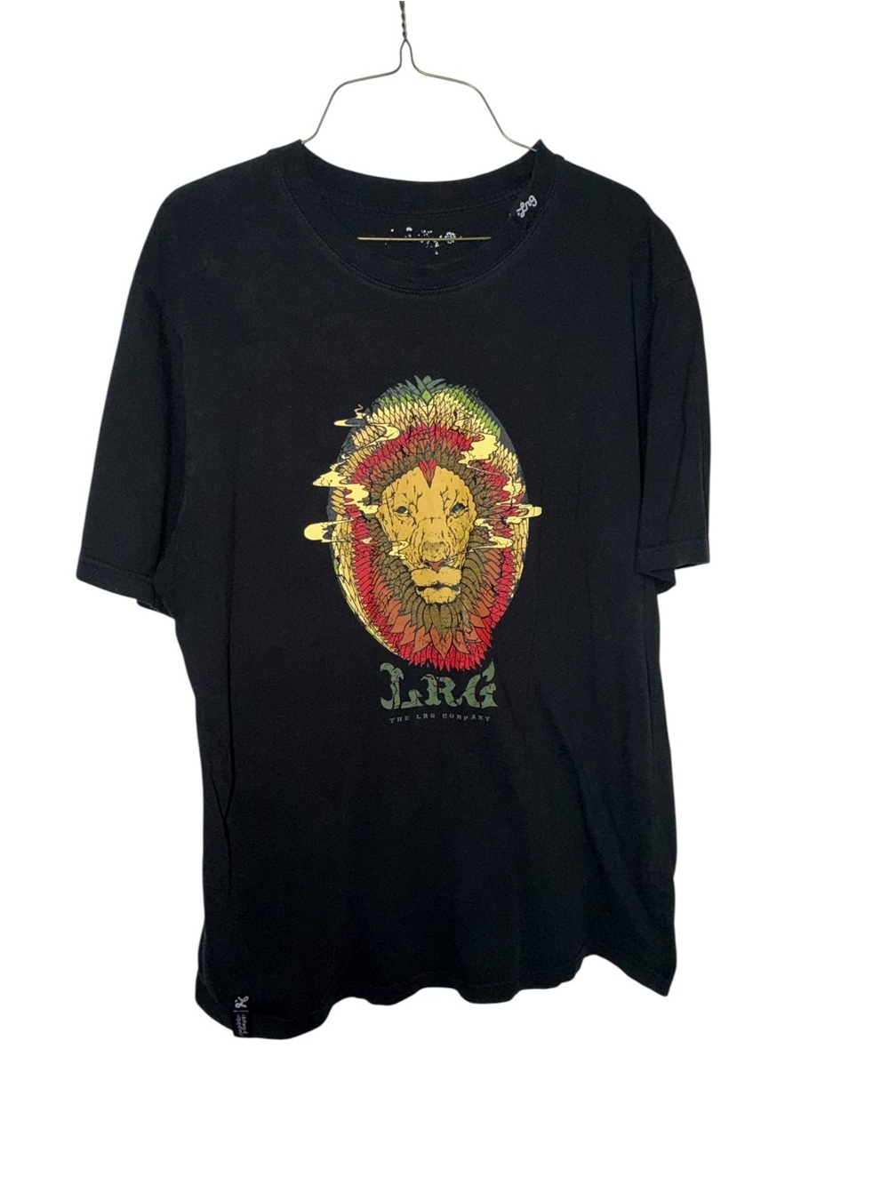 LRG Black Tee with Red, Yellow & Green Lion Graphic